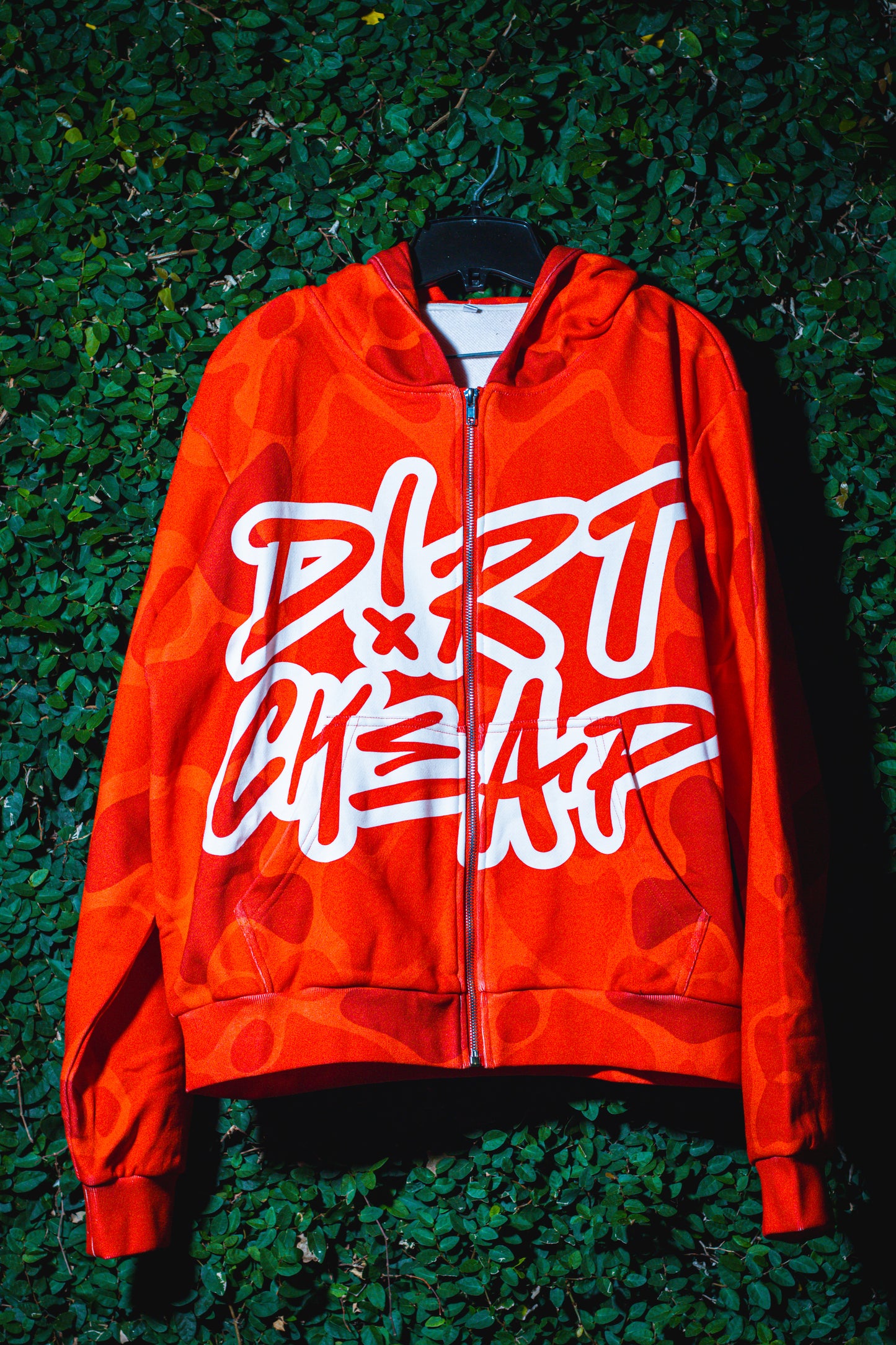 RED CAMO ZIP UP HOODIE