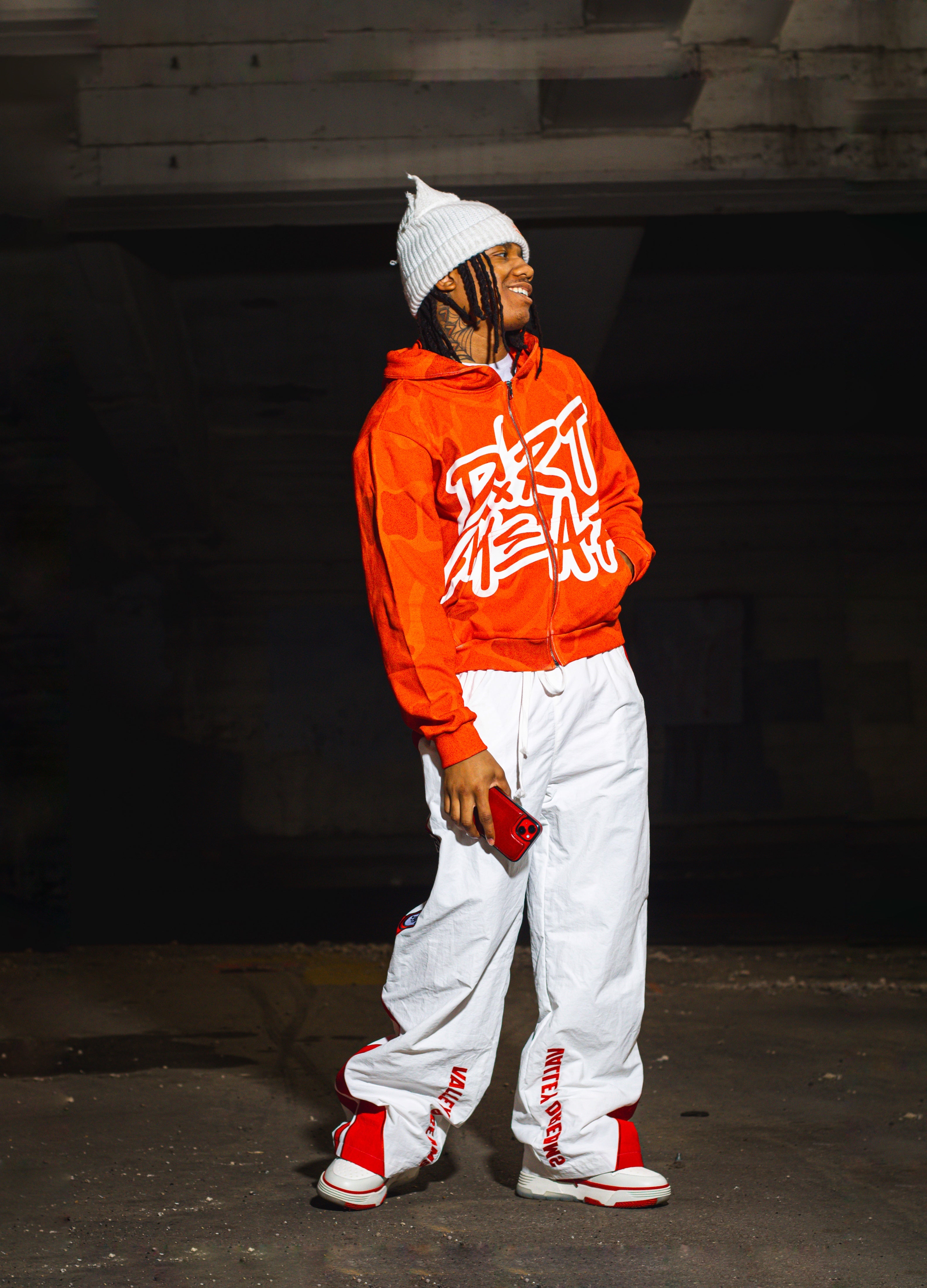 RED CAMO ZIP UP HOODIE