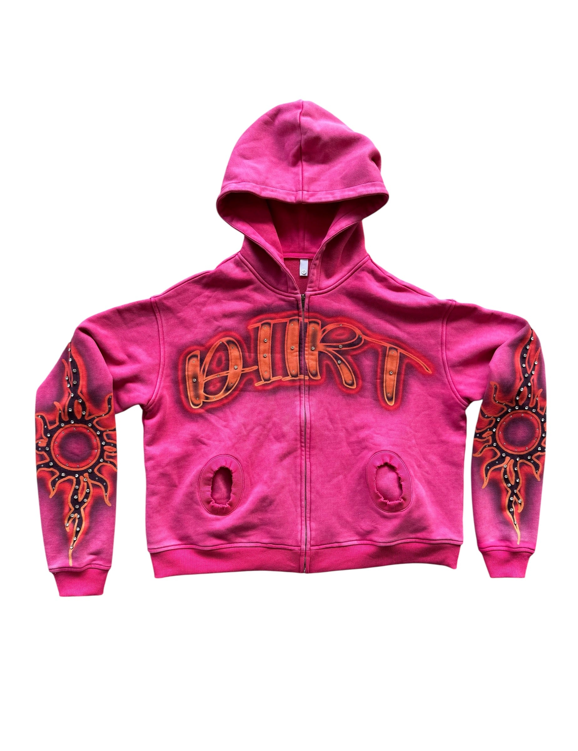 Pink Dirty Flame Zip Up Jacket